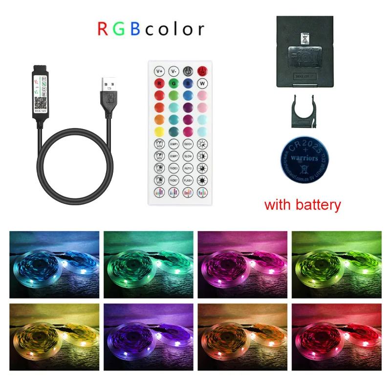 SMD5050 TV backlight DC5V LED light strip  44-key Bluetooth control music mode room decoration neon light   tiralineas