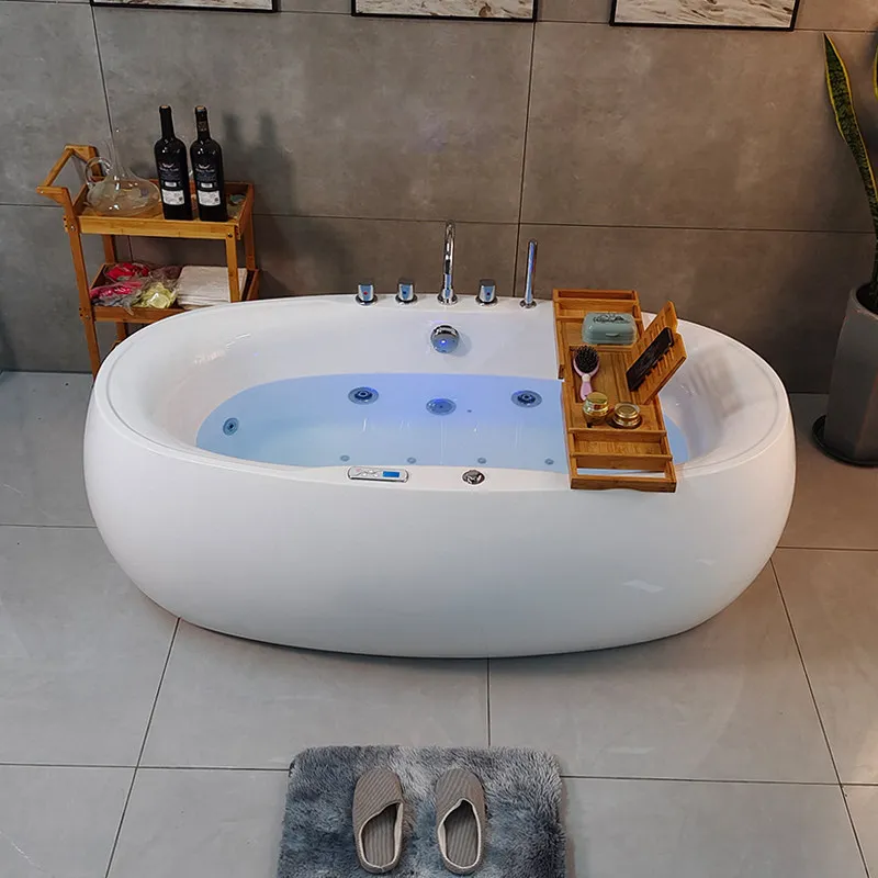

European oval acrylic independent seamless integrated surf massage constant temperature large bathtub