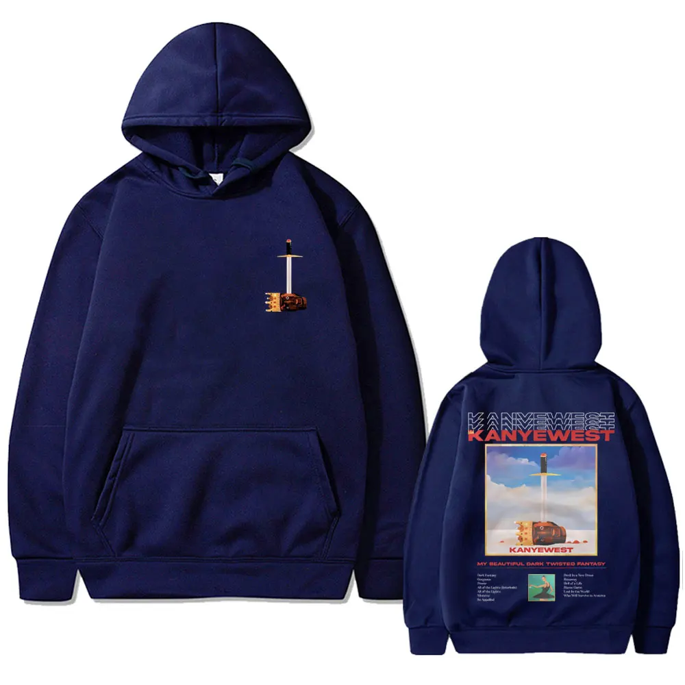 Rapper Kanye West Late My Beautiful Dark Twisted Fantasy Print Hoodie Men Fleece Cotton Sweatshirt Man Hip Hop Oversized Hoodies