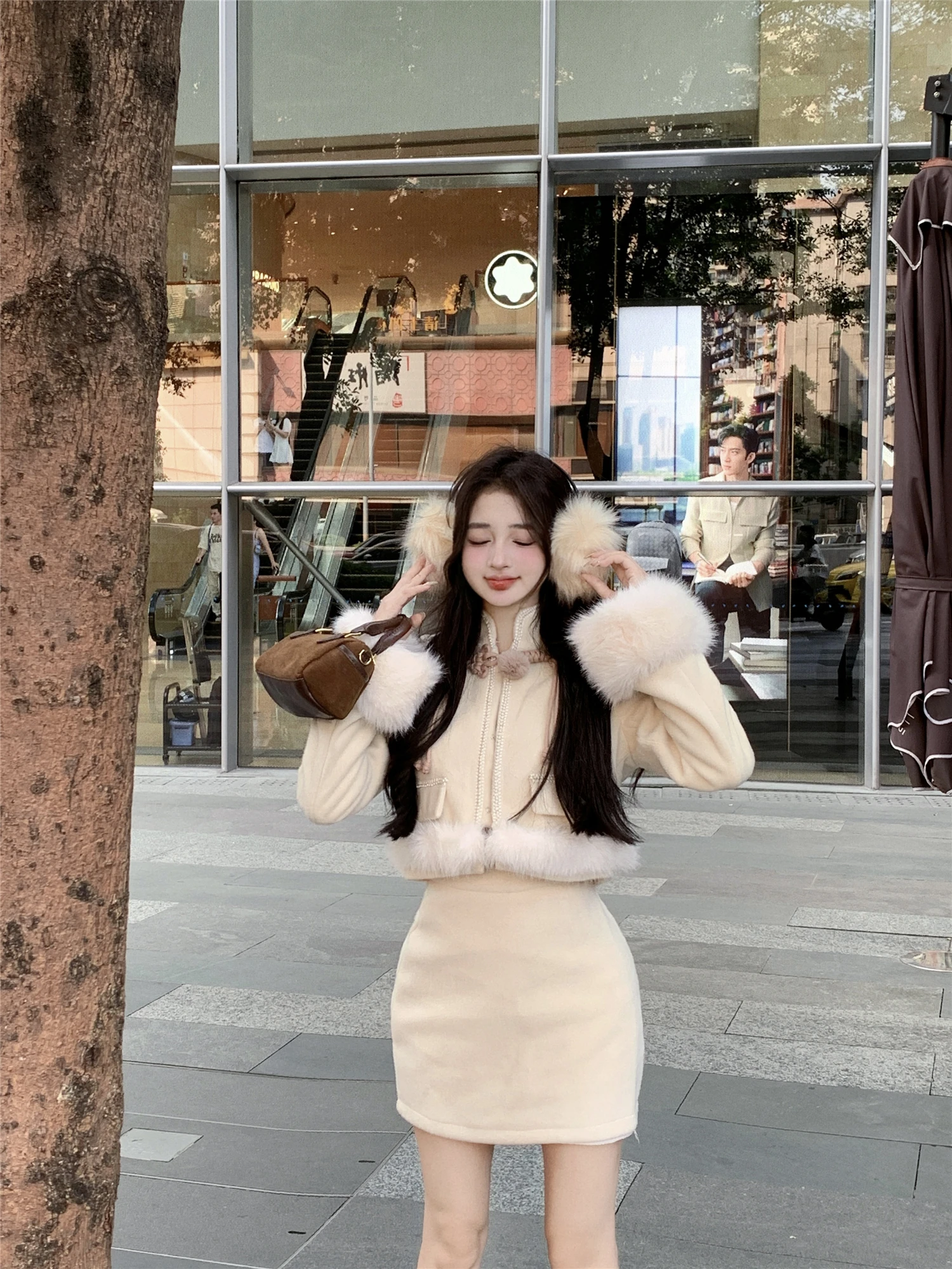 Real Shot, Real Price ~ Classic Style Suit Winter New Elegant Socialite Padded Woolen Coat + Skirt Two-piece Set High Quality