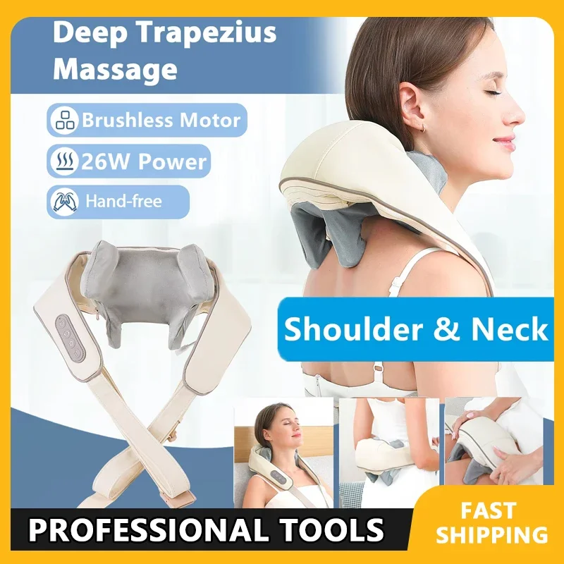 

2026 New 26W Brushless Motor Neck Shoulder Massager Wireless Portable Back Kneading Massage Shawl for Relaxation And Pain Relief