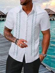 Men's shirt casual short-sleeved striped striped lapel Hawaiian holiday clothing comfortable top large size XS-6XL fast delivery