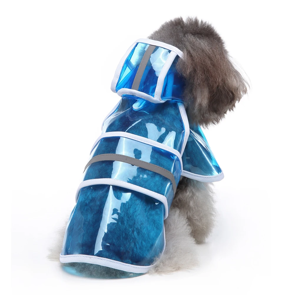 

Pet Dog Raincoat Waterproof Hooded Reflective Safety Strips Adjustable Fit For Small Medium Large Dogs Blue Size