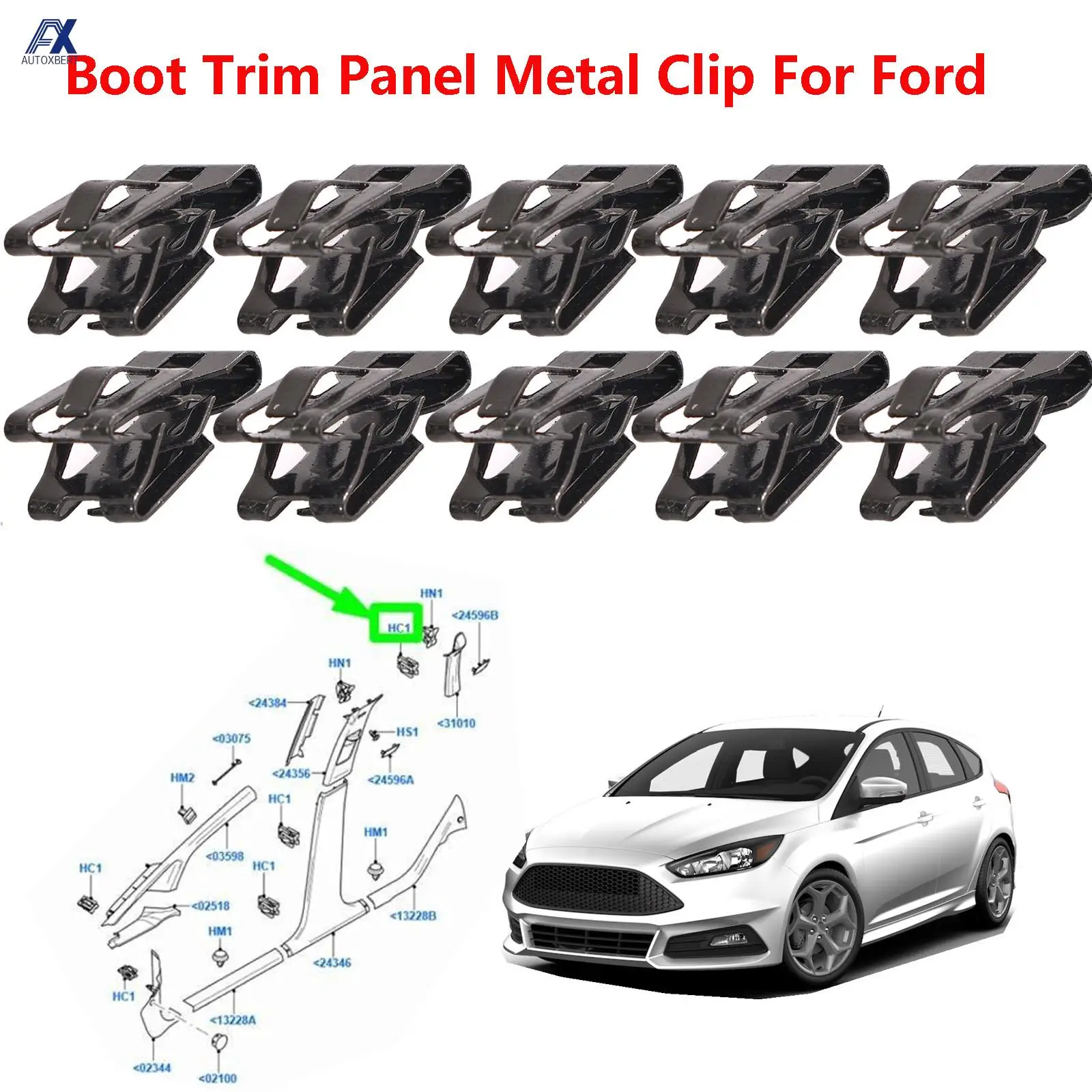 10x For Ford Fiesta MK6 Focus MK3 Mondeo MK3 S-MAX MK1 Boot Trim Panel Metal Clips Clamps Load Compartment 1430815 W712474S439