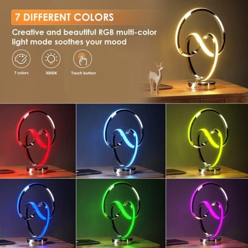 Imagem -03 - Moderna Espiral Led Abajur de Cabeceira Dimmable Table Lamp Nightstand 10 Modos de Iluminação Dia dos Namorados Presente