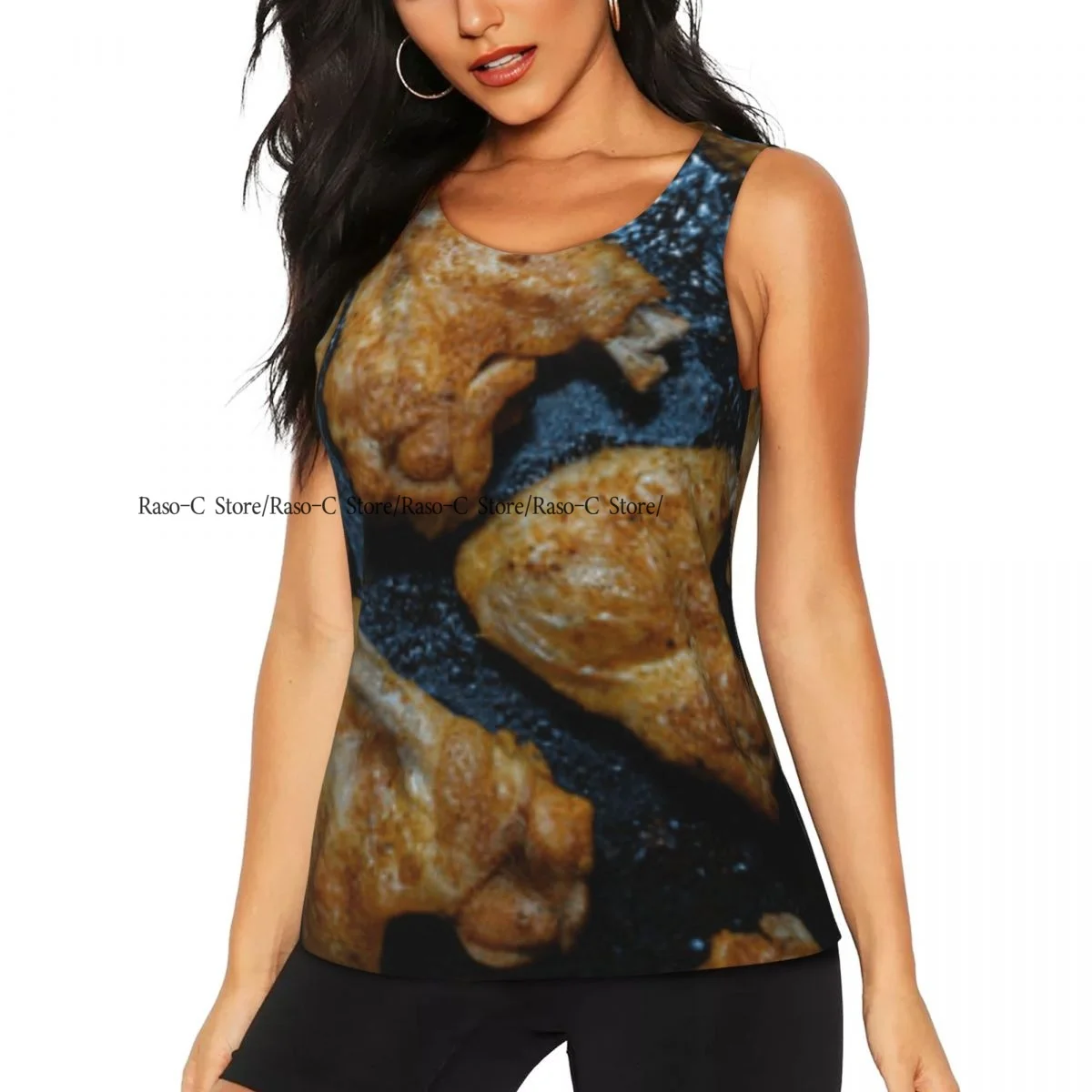 Women's Workout Tank Tops Quick Dry Sleeveless Athletic Shirts Crispy Chicken Wings Gym Yoga Tops