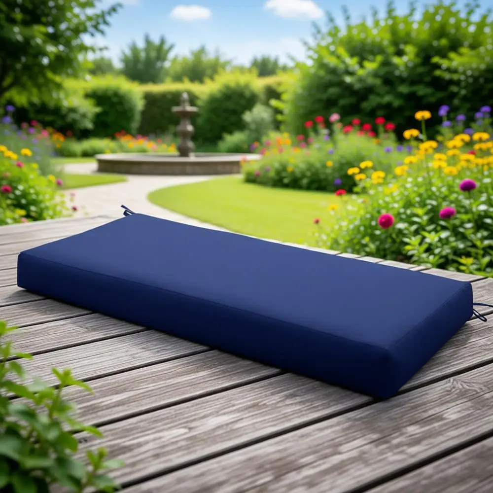 

Waterproof Outdoor Bench Cushion 48x18 - Durable Patio Furniture Cover with Ties, Ideal for Swings, Loveseats, Benches, Navy Blu