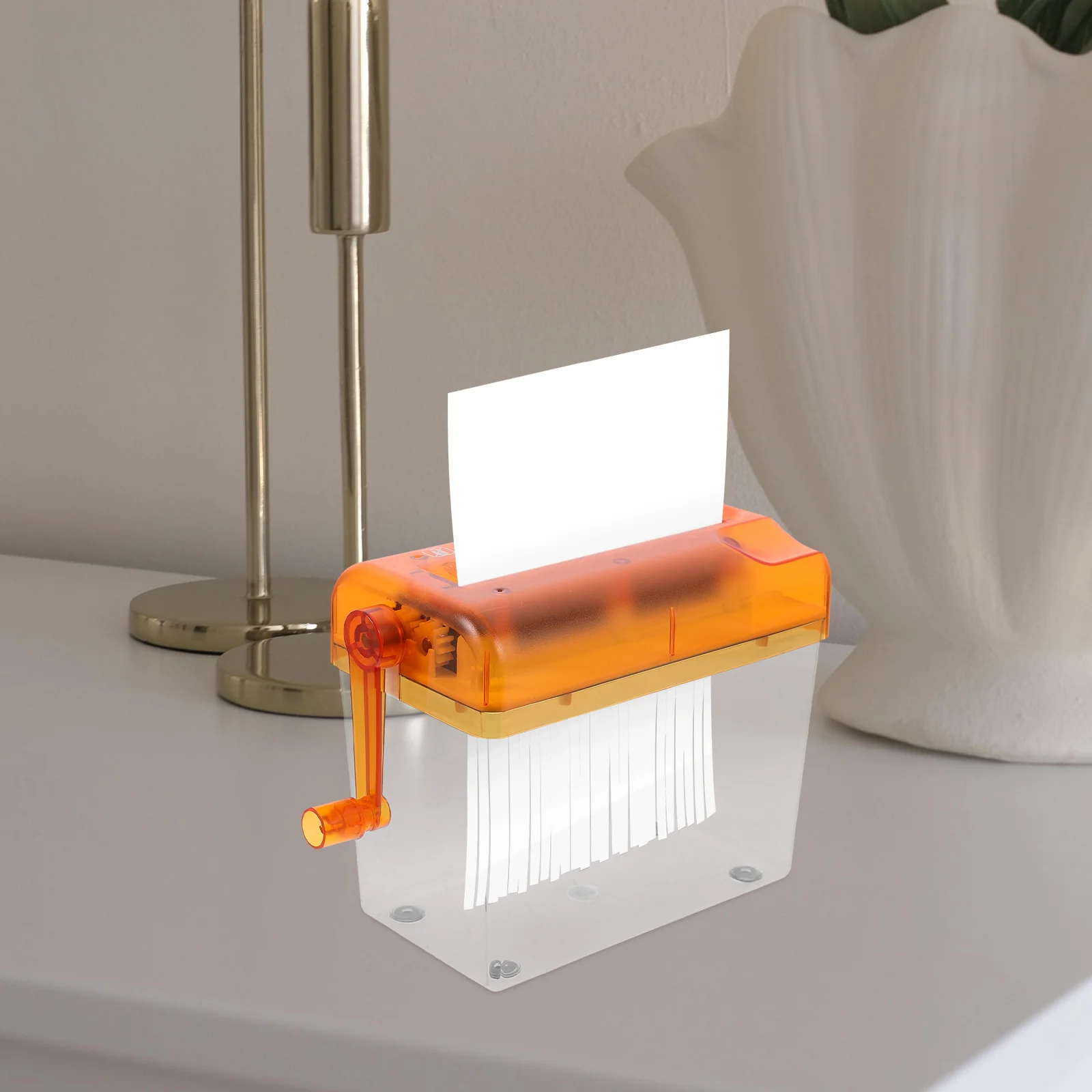 

Mini Shredding Machine Compact Manual Document Shredder Portable Paper Cutter Transparent Body Home Office Use for Documents