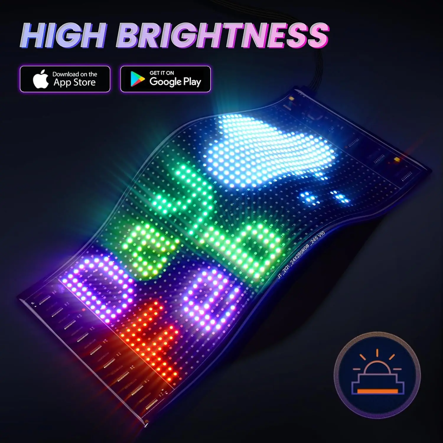 Double Row Scrolling LED Light Sign, Bluetooth APP Controlled LED Car Sign Custom Text Message Pattern Programmable LED Display