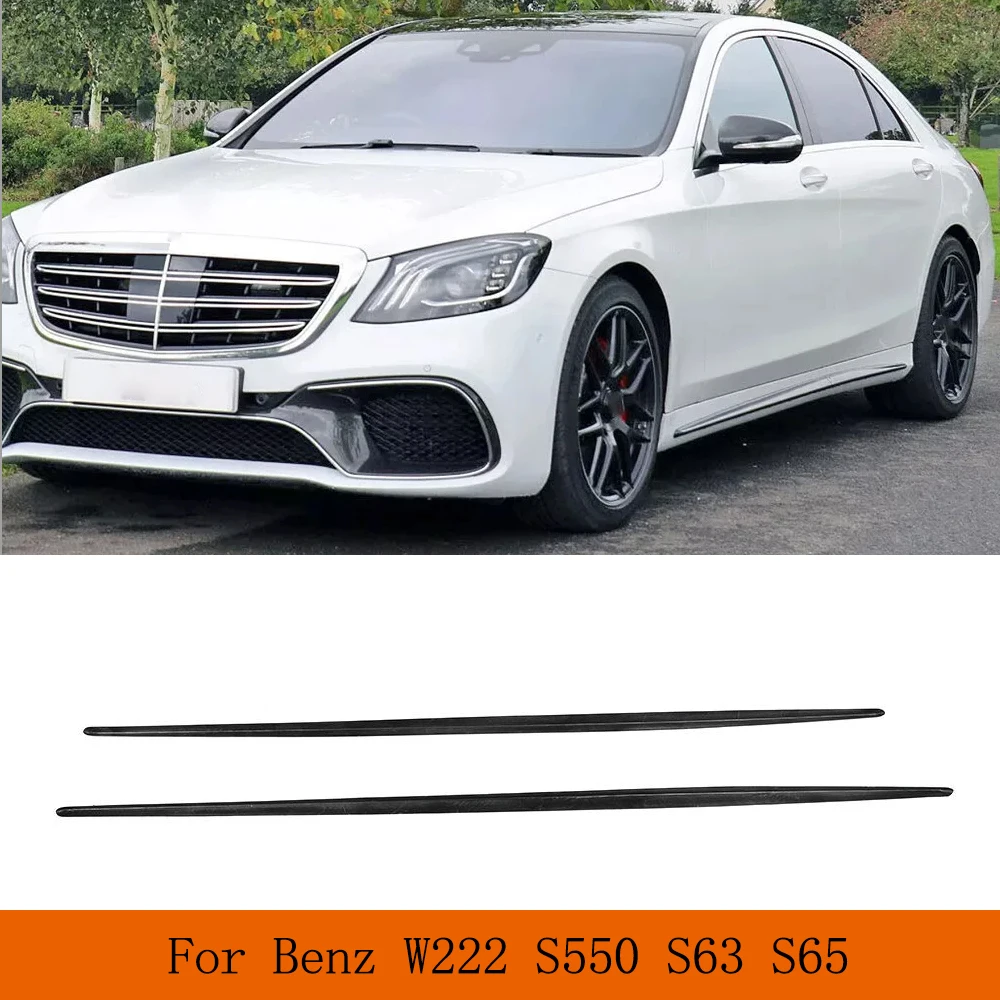 For Mercedes Benz W222 S550 Sport S63 S65 Car Side Skirts Lip Spoiler Body Kits Protector Carbon Fiber Side Skirt Extension Lip