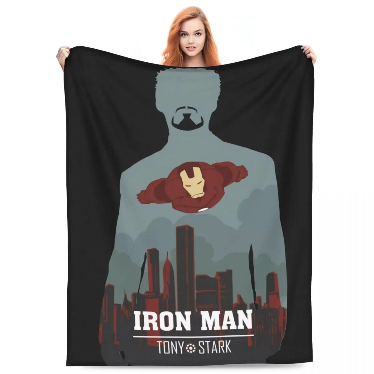 Iron Man Tony Star Warm Soft Blanket Travel Plush Throw Blanket Novelty Outdoor Flannel Bedspread Sofa Bed Cover