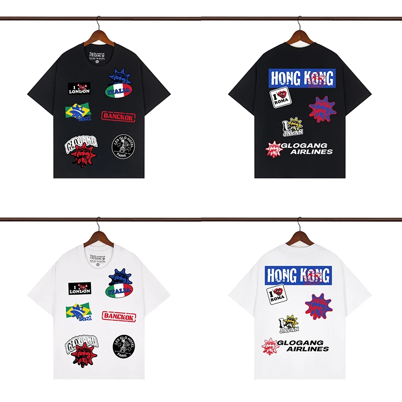 

Мужская футболка High Street Glo Gang с принтом, с коротким рукавом, круглым вырезом, летняя, хлопковая, свободного кроя, оверсайз