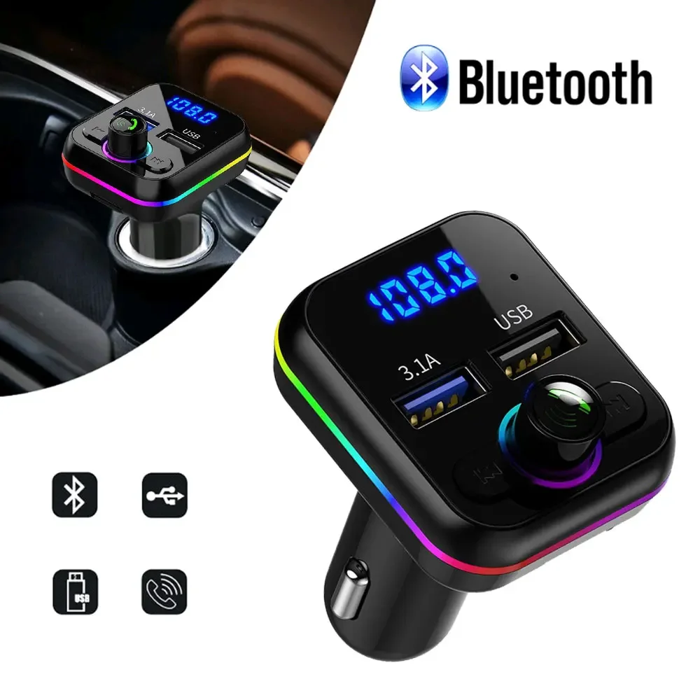 

1Pc Auto Mp3 Music Player Bluetooth-compatible Hands Free Call USB U Disk Fm Transmitter Fast Charger Universal Car Accessorirs