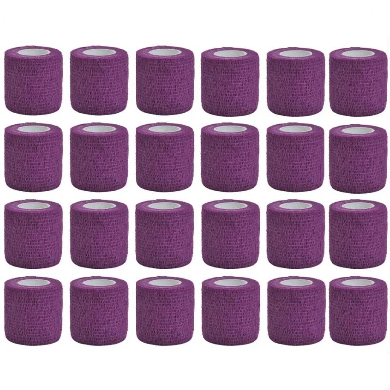 

6/12/24Pcs Purple Athletic Wrap Tape Self Adhesive Elastic Bandage Sports Protector Knee Finger Shoulder Tattoo Accessories