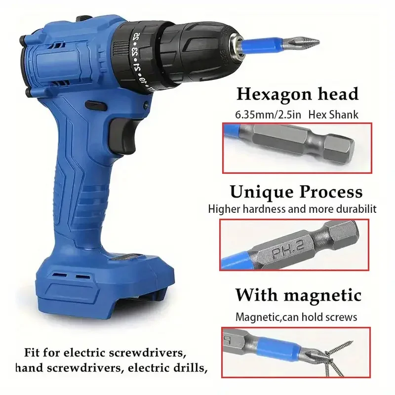 6pc Hexagonal Handle Anti Skid Electric Screwdriver Woodworking Cross Screwdriver Tool Set PH1 PH2 PH3 PZ1 PZ2 PZ3