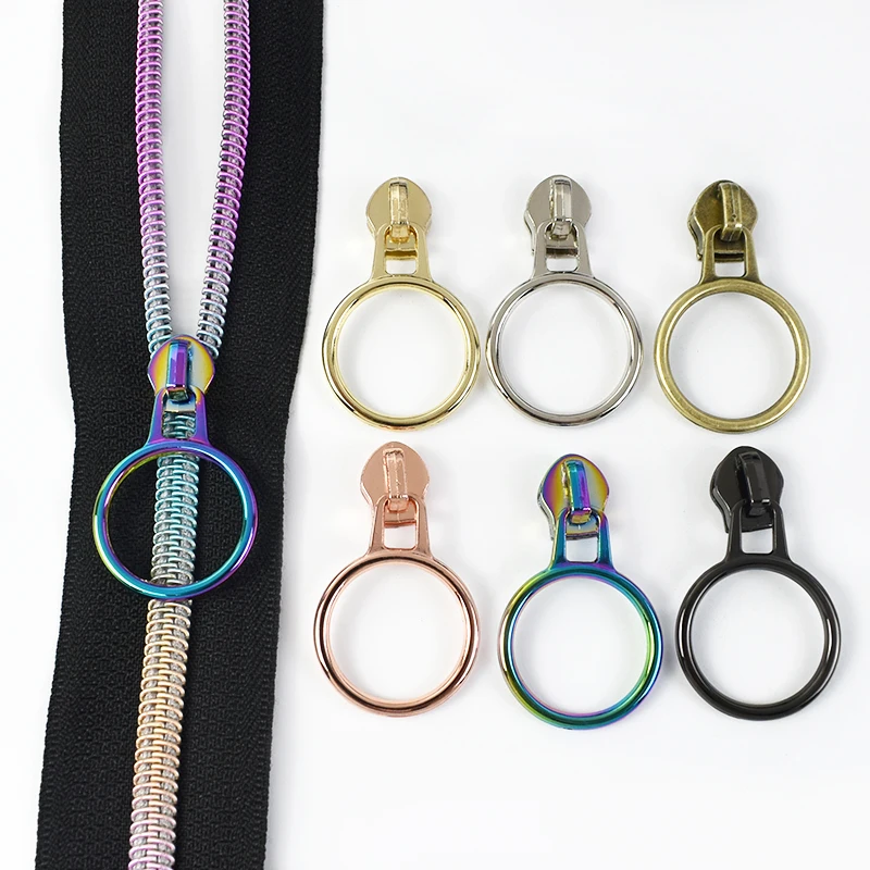 

5-30Pcs 5# Sewing Zipper Sliders O Ring Nylon Zip Puller Head Bag Clothing Decor Zips Repair Kit DIY Zippers Replace Accessories