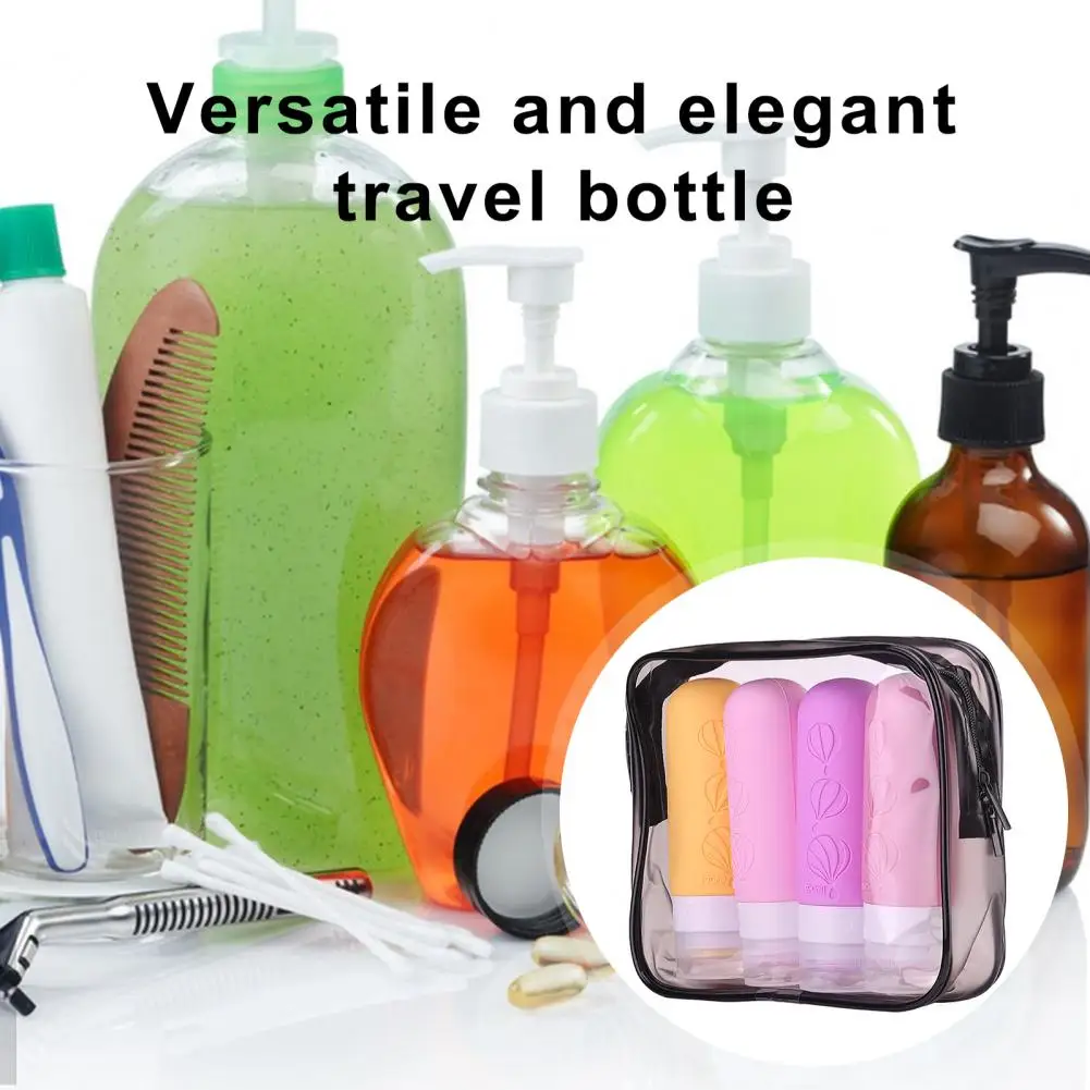 Compact Shampoo Conditioner Bottle Set Leak-proof Silicone Travel Bottle Set for Toiletries Condiments 90ml for Toiletries