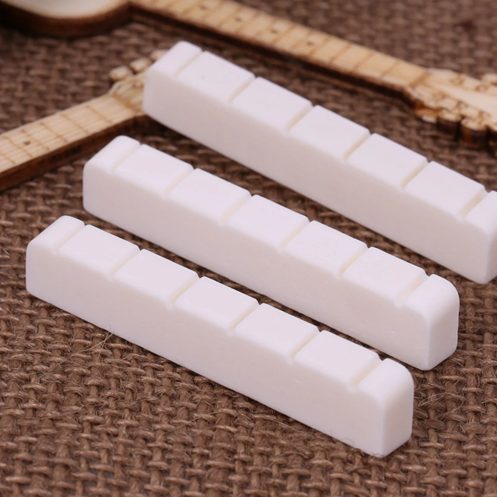 6 String Bone Guitar Bridge Saddle Nut White Bone Bridge Replacement Parts 80mm 52mm Real Bone Guitar Nut Saddle  For Music view 4