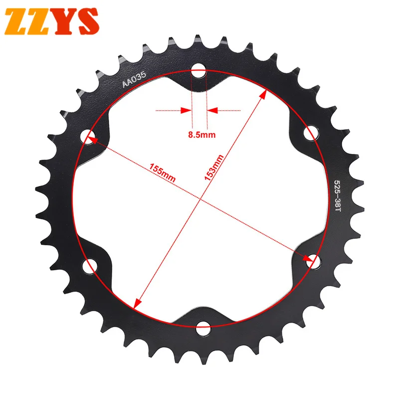 525 38T 38 Tooth Motorcycle Rear Sprocket Gear Star Wheel Cam Pinion For KT/M Road 1290 Superduke R EVO 2022 2023 1300 Brabus R