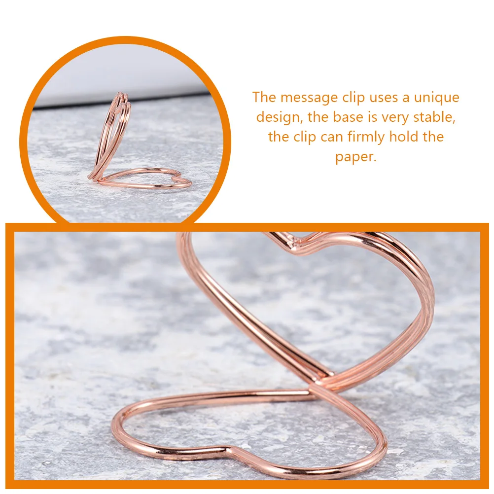 

32 Pcs Love Note Holder Business Card Holders Name Cards Placecard Paper Clip Heart-shaped Metal Office Mini Table