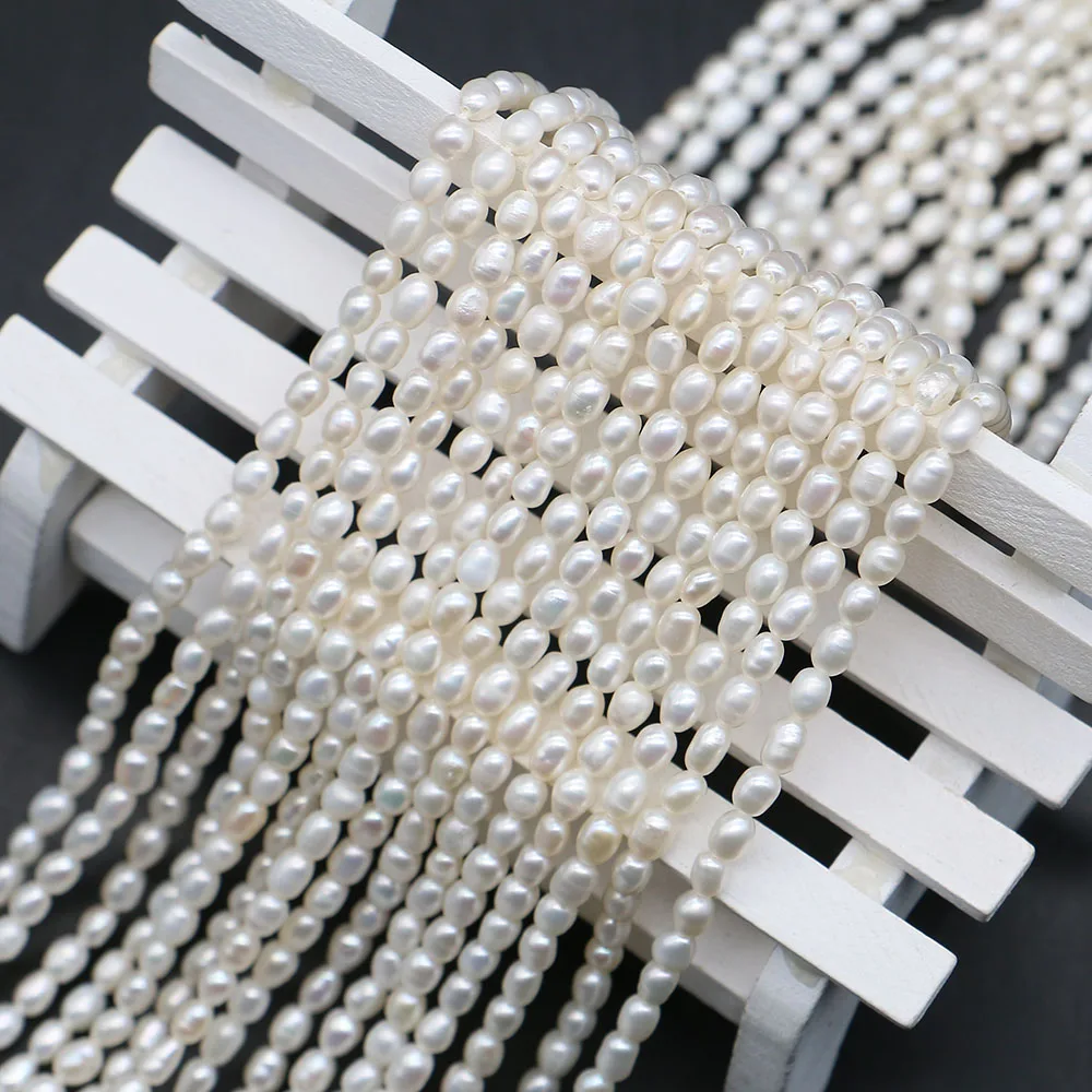 

Natural Freshwater Pearl Threadless Rice-Shaped Pearl Straight Hole Loose Bead 4-5mm For Jewelry Making DIY Necklaces Bracelets