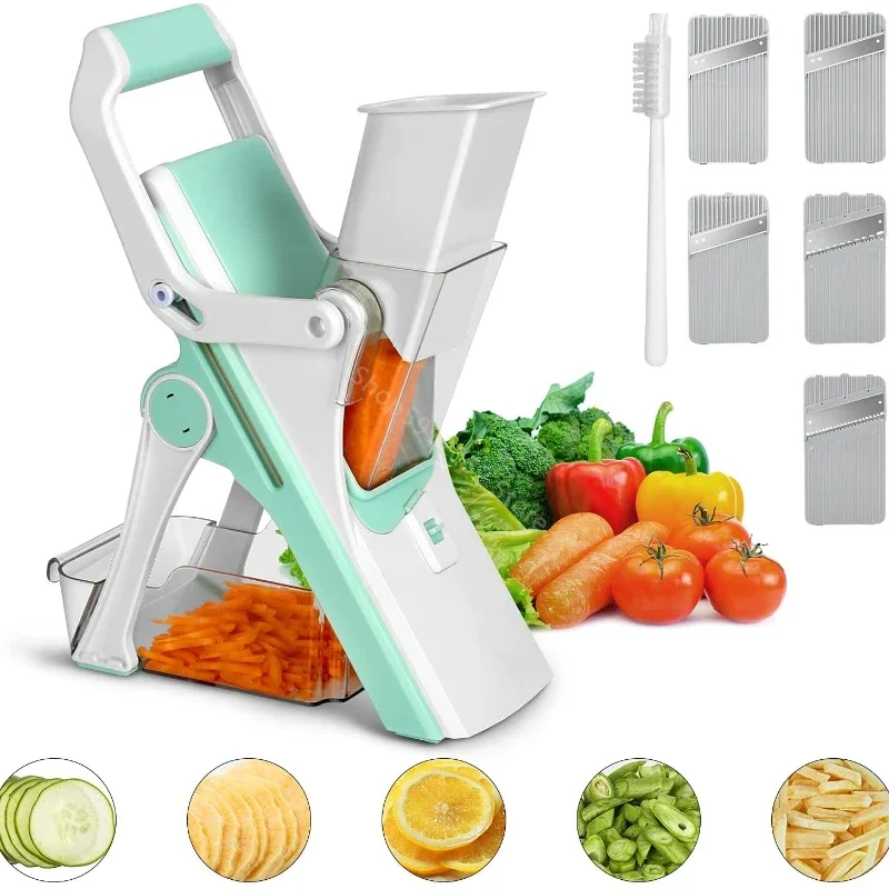 

5 in 1 Vegetable Cutter Manual Food Chopper Fruit Potato Cucumber Carrot Meat Slicer Professional Shredder Vegetable Grater