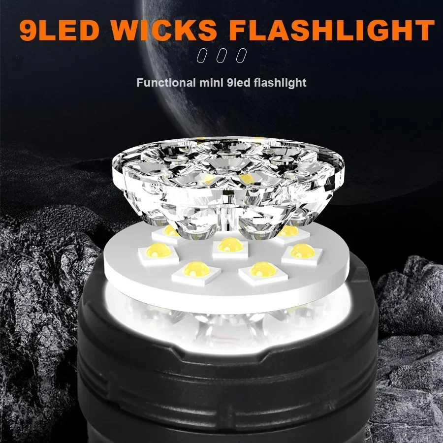 Powerful 3/9LED Flashlights USB Rechargeable High-Lumen Handheld Torch with Pen Clip Outdoor Magnetic Work Light Lantern image 2