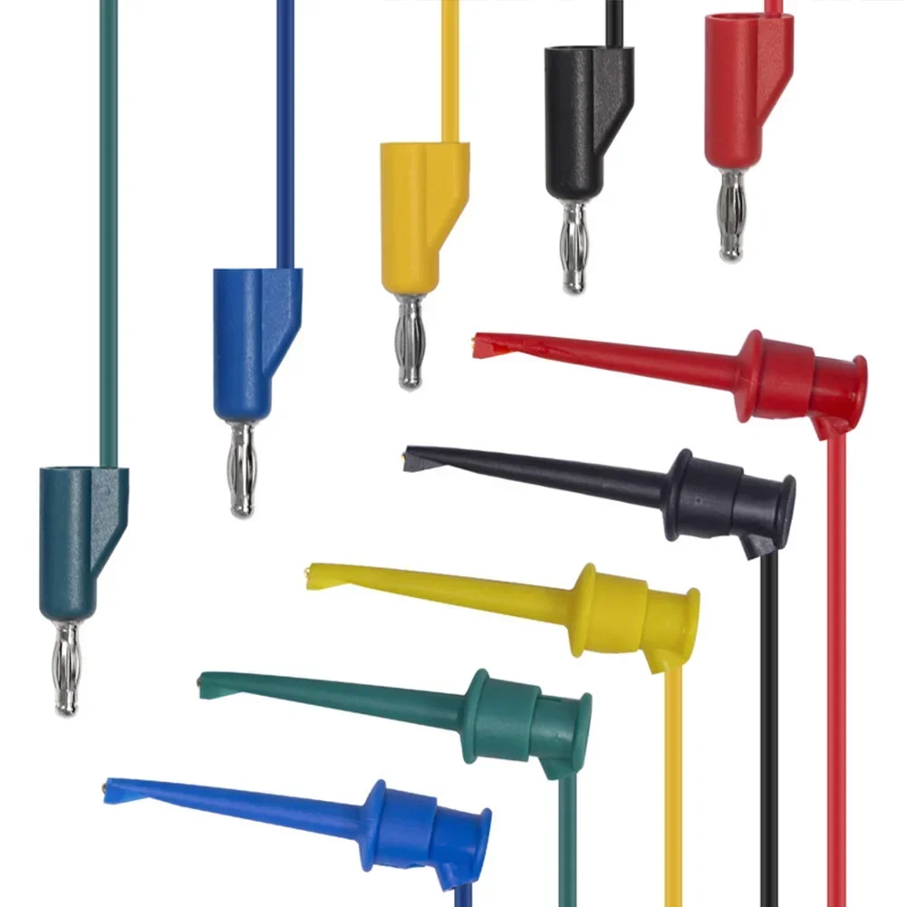 

Multimeter Connection Kit 5PCS Test Hook Clips with Stackable Banana Connectors and Secure Grabber Clips for Efficient Testing