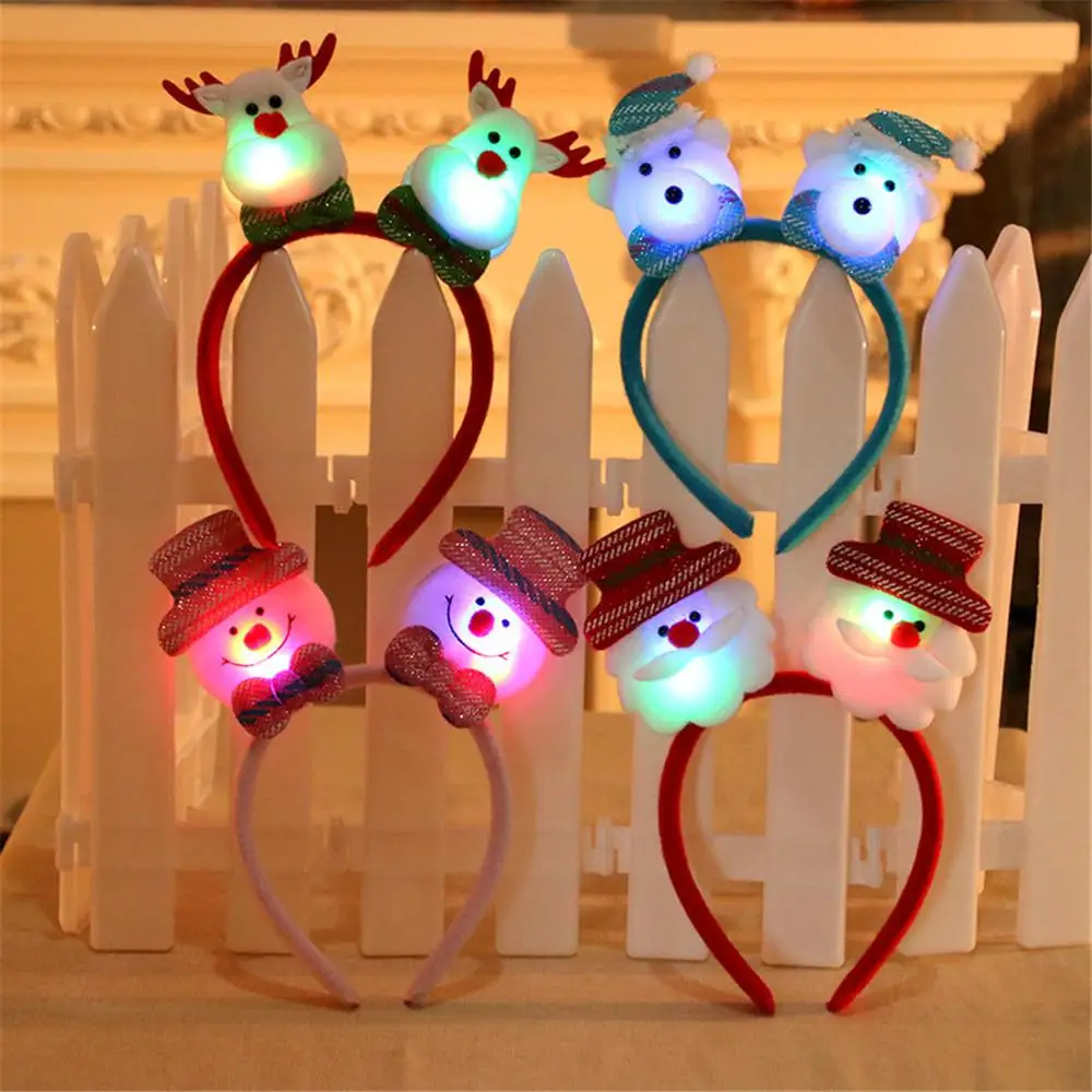 2025 Led Christmas Antler Headband Reindeer Light Up Headband Hair Hoop Children Party Costume Decoration