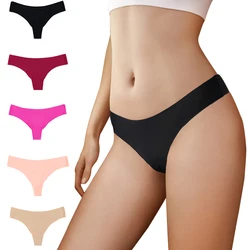 Hot Silk Sexy Women Thongs G String Seamless Panties Low-Rise Ladies T-back Breathable Lingerie Solid Color Female Underwear