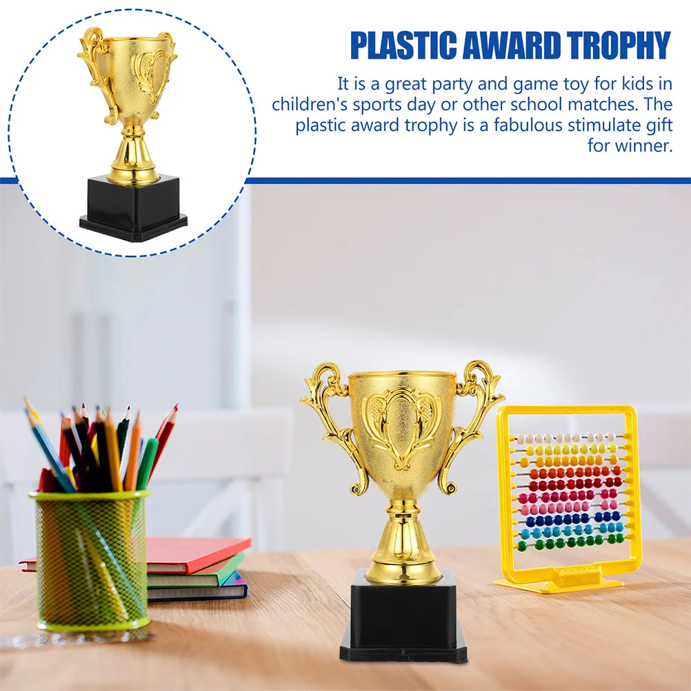 18cm Plastic Trophy Kids Sports Competitions Award Toy with Base for School Kindergarten Champion Cup Medal