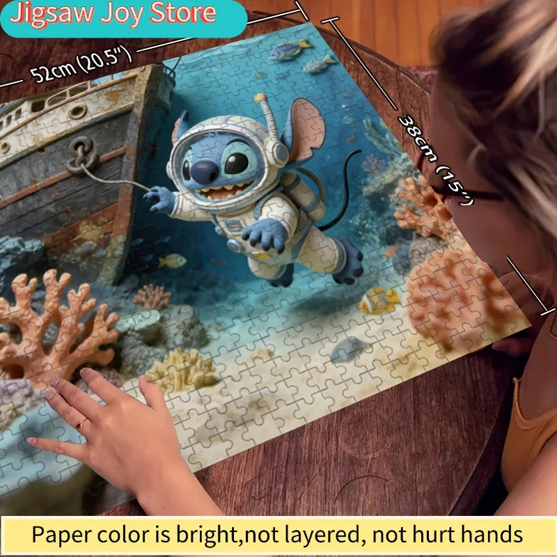 Druk 2D na płasko, dekoracja domu z motywem Disneya (Stitch i Myszka Miki), puzzle 2D na płasko, Disney, łamigłówka dla dorosłych, idealne dla rodziny