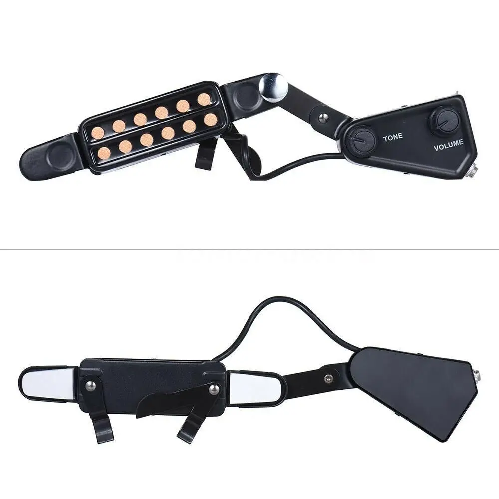 12 حفرة تصميم الصوتية الغيتار لاقط لهجة المقابض كليب على نمط Soundhole لاقط مستقرة تعزيز الصوت مكبر صوت جيتار