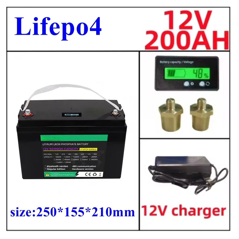 

12V LiFePO4 battery400Ah500Ah built-in BMS lithium iron phosphate battery6000+golf cart solar cycle life