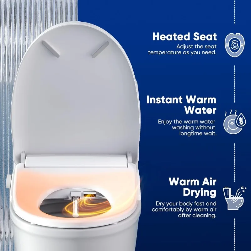 home.Bidet Toilet Seat Elongated Smart Heated Toilet Seat,  Adjustable Water Pressure, Slow Close Lid