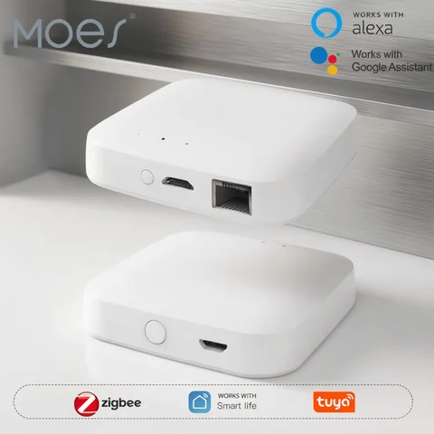 MOES Tuya ZigBee3.0 Smart Hub, Wireless/Wired Gateway Bridge SmartLife App Remote Control Works with Alexa Google Home Assistant