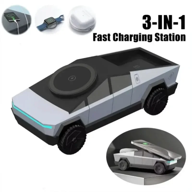 wireless-charger-cyber-truck-model-desktop-auto-rotating-ambient-light-multi-function-fast-charging-station-for-cell-phones