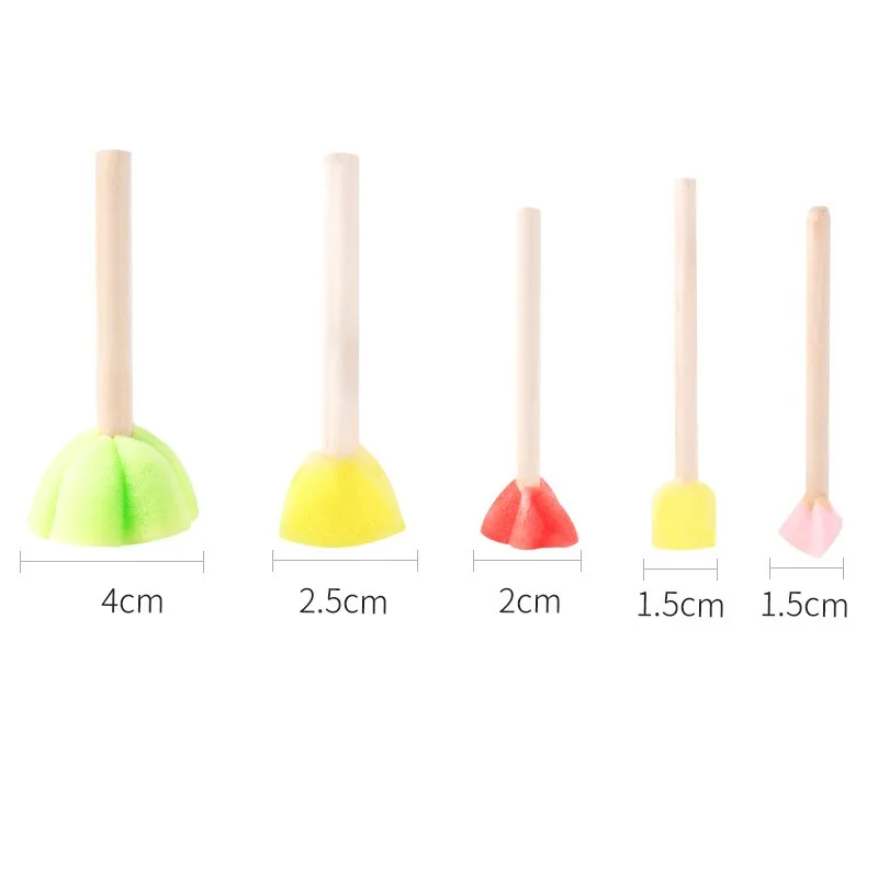 5 PCS/PACK Kids Sponge Stamp Brush Drawing Toys Kindergarten Educational DIY Art Craft Graffiti Brush Creativity Children Gifts