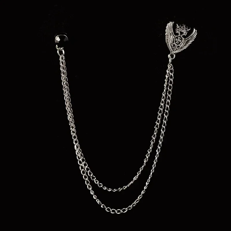 بروش الطيور مع نجمة كريستال شرابة سلسلة التلبيب دبوس للجنسين دعوى قميص اكسسوارات دبابيس الملابس الأنيقة للنساء الرجال الهدايا #4