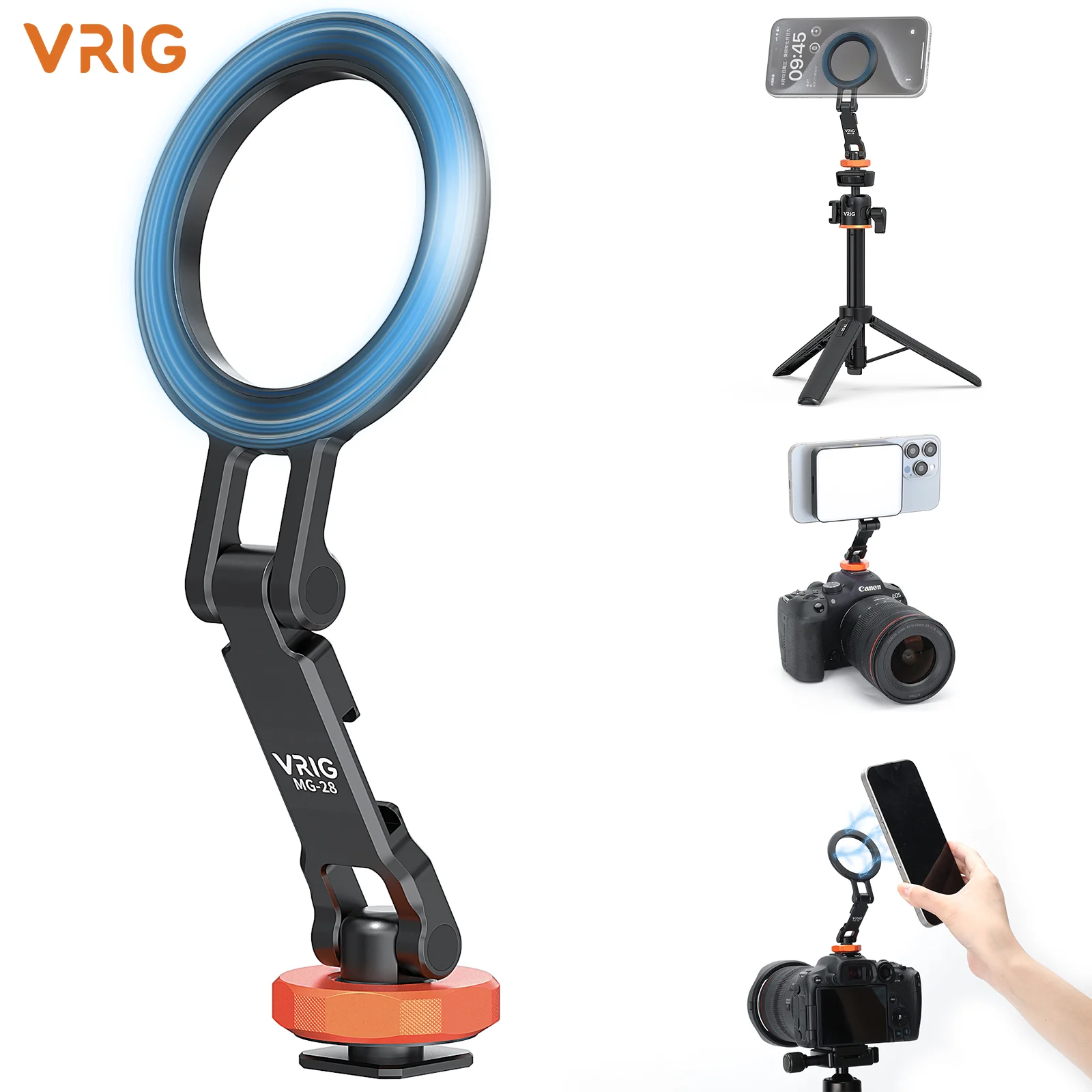 VRIG MagSafe Magnetic Cold Shoe Mount Foldable Aluminum Alloy Strong Magnet 1/4