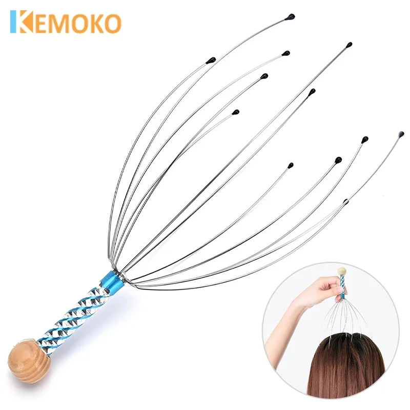 Head Massage with Stainless Steel Wire and Octopus Shaped Acupoints To Relax and Scratch The Scalp Hair Massager Head Gua Sha