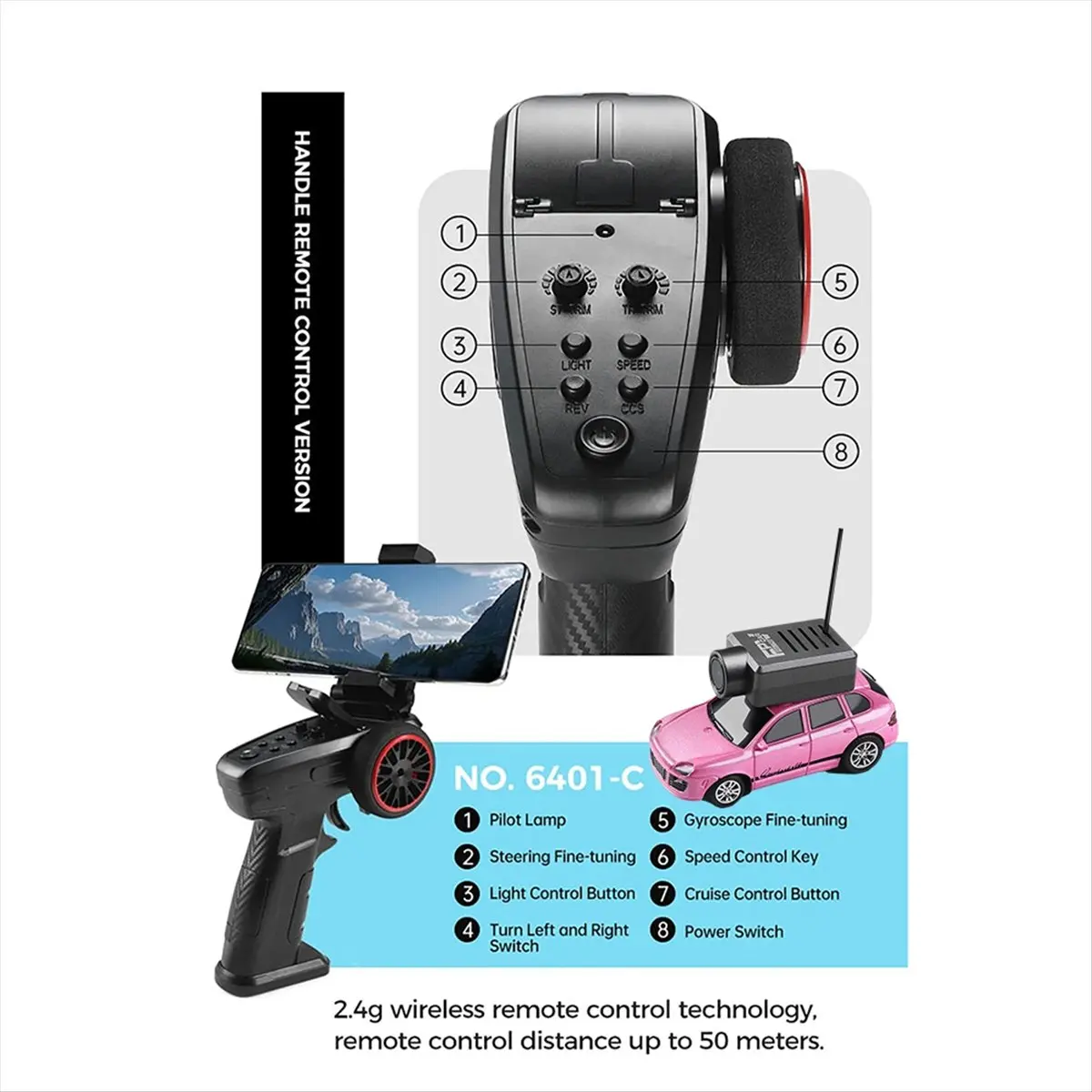 goodidea 6401 FPV RC Car 1:64 with 720P FPV Camera WiFi APP Control 2.4G Remote Control Kit FPV VTX Mini Racing Car Toys Pink - view 3