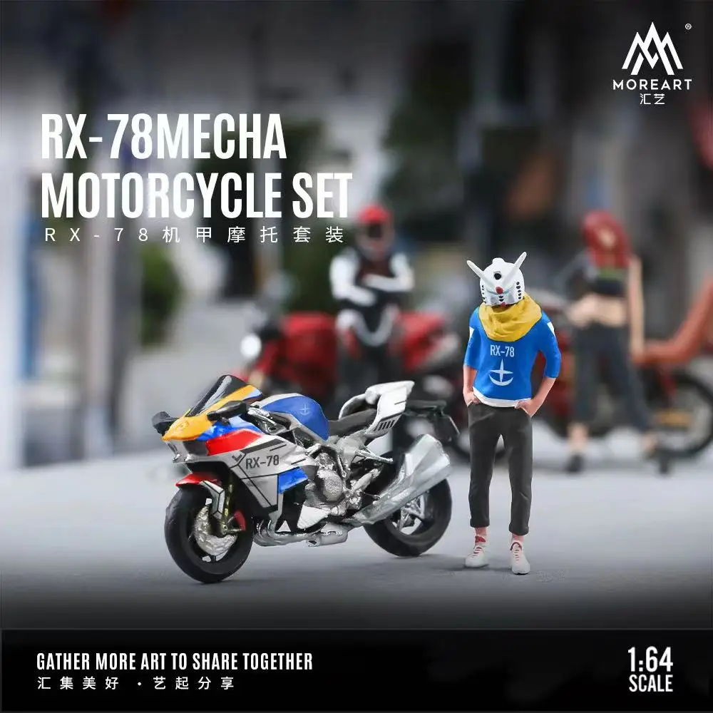 Moreart 1:64 Speelgoed Mecha Motorfiets RX-78 Hars Figuur Set Collectible Gif