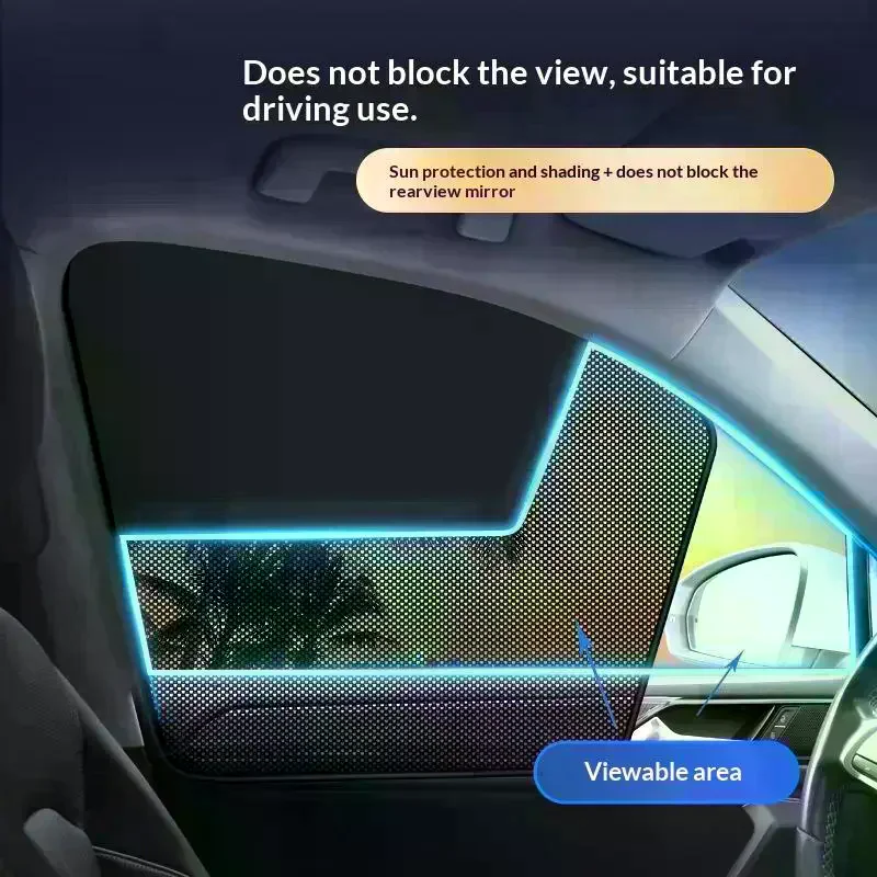 1/2/4Pcs Magnetic Suction Car Sunshade Cover One-way Vision Light Blocking Car Cside Window Sun Insulation Curtain Accessories