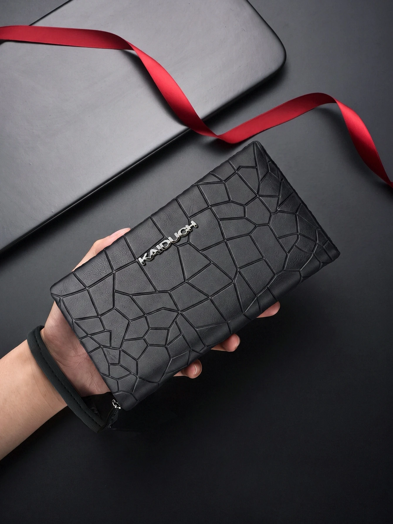 Men Geometric Stone Pattern PU - Wristlet Wallet Zipper 评论和价格