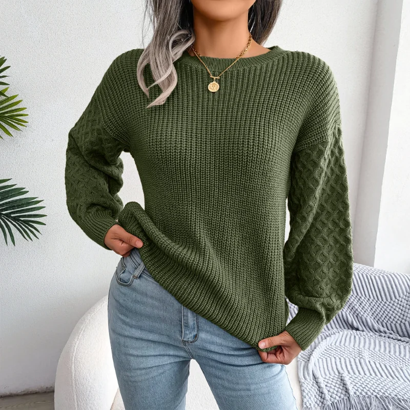 2023 Autumn/Winter New Casual Lantern Sleeves Knitted Loose Long Sleeve Comfortable Skin Friendly Popularity Women's Sweater