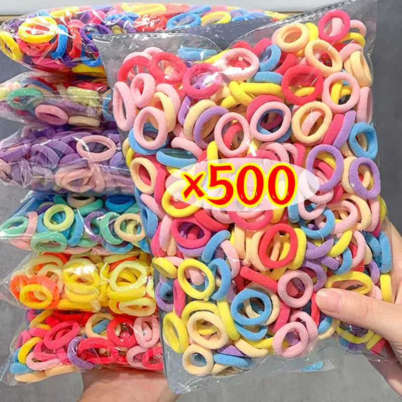 500pcs Colorful Mini Rubber Hairbands Women Girls Ealstic Headwear Ties Basic Nylon Ponytail Holder Scrunchie Accessories