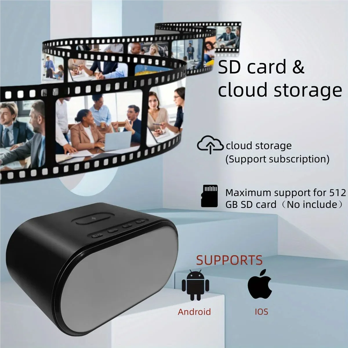 4K HD WiFi6 Camera Wireless Charger Mini Smart Alarm Clock Cameras Remote Viewing Display Temperature Camcorders Baby Nanny Cam