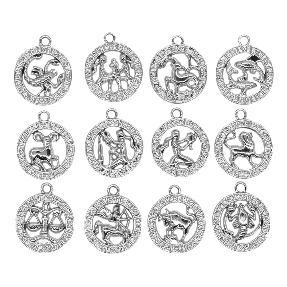 12 Pcs Dainty Earrings Zodiac Pendant DIY Attractive Jewelry Sterling Silver Pendants