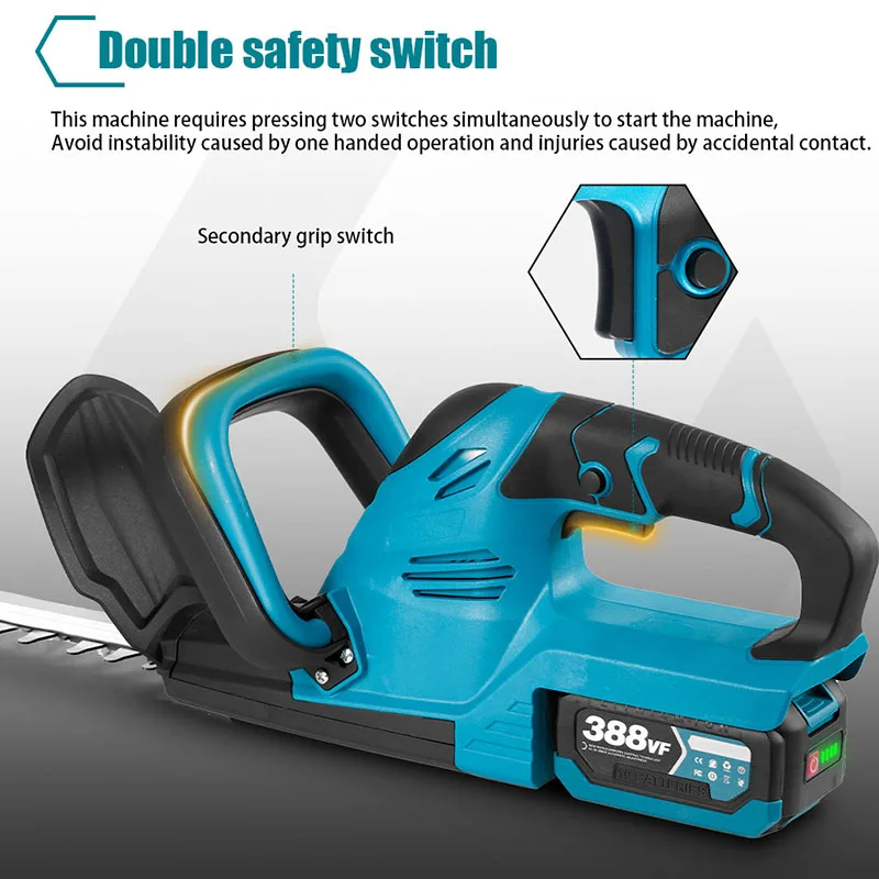 Cordless Hedge Trimmer Lithium-ion Battery Powered Shrub Trimmer Electric Lightweight Bush Trimmer for Garden Lawn Landscaping
